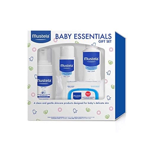 Image of Mustela Baby Essentials Gift Set - Baby Skincare & Bath Time Essentials - Natural & Plant Based - 4 Items Set