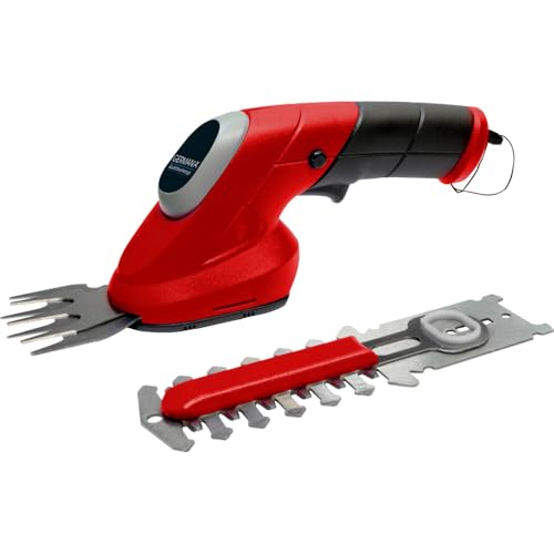 Germania Akku Gras- und Strauchscheren Set GPS 3,6 V mit Ladekabel - Gartenpflege Set - 100 mm Schnittlänge Heckenschere - 1,5 Ah Akku