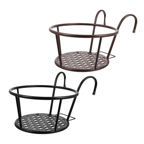 GALPADA 2Pcs Wall Mounted Railing Flowerpot Rack Durable Hanging Planter Holders for Balcony Deck and Patio Decor Elegant Design for Indoor and Outdoor Spaces Antique