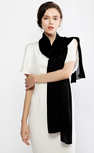 Riiqiichy Women Shawls And Wraps For Evening Dresses Like Chiffon Black Silk Scarf Formal Silky Pashmina Shawls For Weddings #TOP5