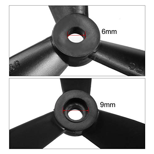 uxcell RC Propellers CW CCW 8045 6x4.5 Inch 3-Vane Multi-Rotor for Aircraft Toy, Nylon Black 4 Pairs with Adapter Rings