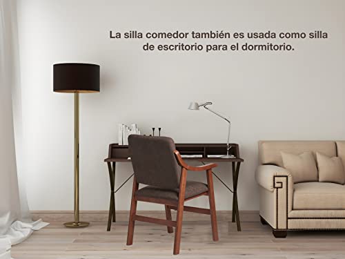 Miniatura 5 de Abuelo A Gusto- Silla Comedor, Brazos De Madera En Cerezo. Tela Antimanchas Medidas: 86 54 54 Cm . Especial Personas Mayores, Espalda Recta. Comedor O Salita. Tostado