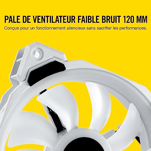 Corsair LL120, LL Series, 120 mm Dual Light Loop RGB LED, PWM, à flux d'air élevé Ventilateur (Pack Triple avec module Lighting Node) - Blanc, 3 x 120mm Ventilateur (Triple Pack)