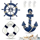GZLFH Lot de 5 gouvernails décoratifs de 28 cm   Décoration maritime   Ancre et gouvernail   Capsule de sauvetage pour s'effondrer   Géostigmates et murs de la chambre à coucher