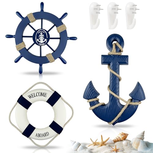 GZLFH 5 volantes de 28 cm, timón decorativo, ancla y timón, cápsula salvavidas para colapsar, geostigma y paredes de dormitorios de paredes marineras