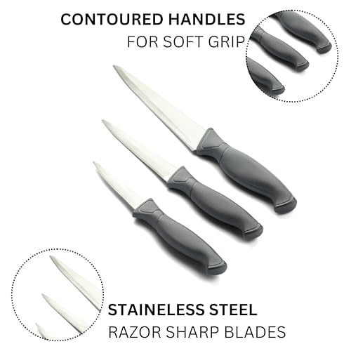 Image of Stainless Steel 3 Pieces Professional Knife Set | Chef Knife Set | Non Slip Handle | Knife Set for Kitchen, Home, Hotel Purpose