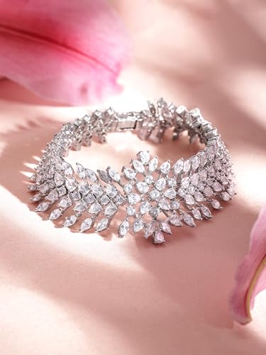 Image of Rubans AD Zircon Broad Cuff Bracelet Ethnic Festive Party For Women & Girls