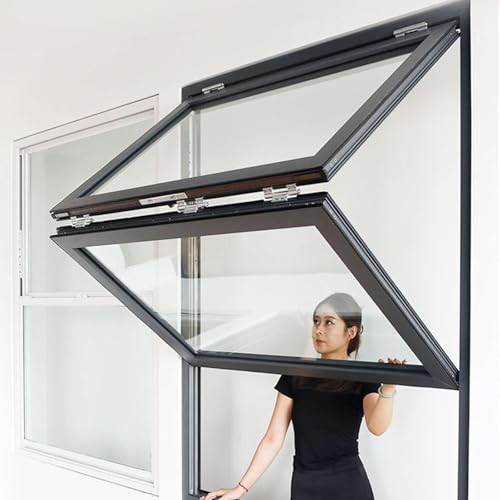 Ventana de aluminio para concesiones con vidrio y cerraduras, ventanas plegables para food trucks, ventanas corredizas plegables verticales, ventanas para servir pasteles,21.6x23.6in/55x60cm