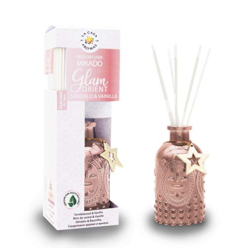 La Casa de los Aromas, Ambientador Mikado Decorativo Glam Orient, Aroma Sándalo & Vainilla, Aroma Duradero para el Hogar, Baño, Casa - 100 ml
