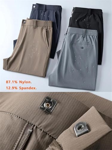 Men’s Quick Dry Casual Pants with Zip Pockets Korean Fashion Nylon/Spandex Stretched Golf Pants3