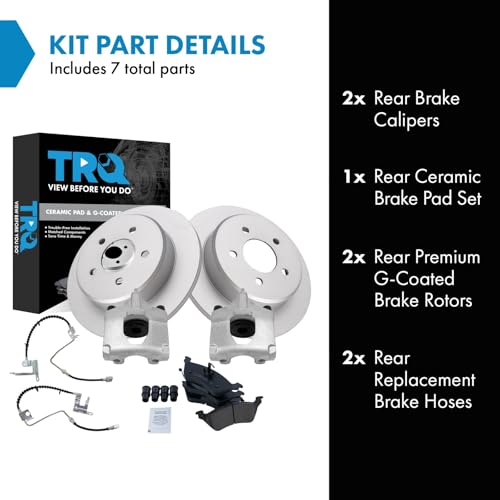 Image of TRQ Rear Brake Pad and Rotor Set Ceramic Coated Calipers Compatible with 2006-2007 Chrysler Town & Country Grand Caravan