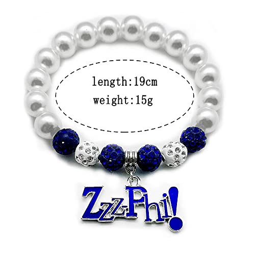 Fashion Greek sorority female pearl bracelet ZETA ZPB symbol enamel metal ZZZPHI pendant jewelry bangle2
