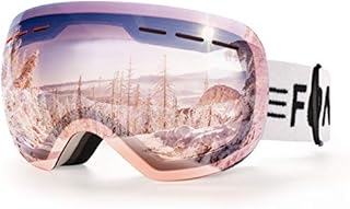 FONHCOO Ski Goggles, OTG Ski Glasses with UV400 Lenses Anti Fog Snowboarding Sking Goggles for Men Women