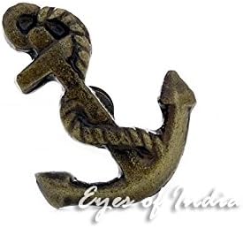 Eyes of India - Set of 2 Anchor Brass Door Dresser Cabinet Cupboard Knobs Pulls Decorative Shabby Chic Colorful Boho Bohemian Accent Handmade