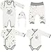 Produktbild Makoma Baby Erstausstattung Set Unisex 6tlg. Strampler Set mit Langarmshirt Body Hose & Mütze -Teddy, Weiß, 68