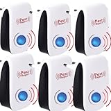 Packs Appareil Ultrason Souris - Ultrason Souris et Rats Barrage aux Insectes - Repulsif Souris à Ultrason Souris - Tue Mouche Electrique et Anti Souris Ultrason Puissant - Répulsif Souris, Blanc (6)