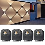 MALORY 4 Stücke LED Wandleuchten Innen/Außen, 8W Außenwandleuchten IP65 Aussenlampe Wand, Up Down Außenleuchte Außenwandleuchte 3000K für Außenbeleuchtung Hauswand Garten Terrasse