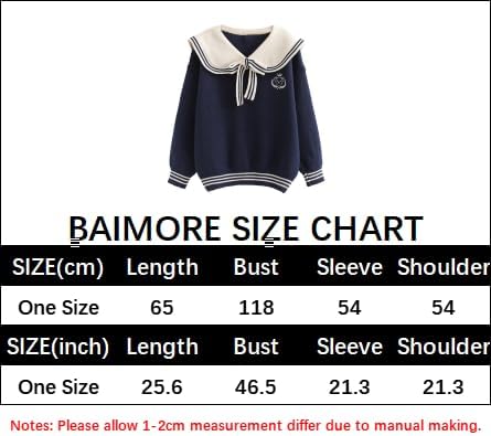 BAIMORE Teen Girls Kawaii Japanese Sailor Collar Cartoon Bear Embroidery Long Sleeve Knit Sweater - Image 7