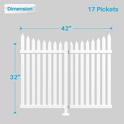Patio Vinyl Picket Fence Panels 36\" H x 84\" W White PVC Decorative Fence for Front Yard Porch Patio Deck Pool Air Conditioner Fence Safety Dog Fence (34 Pickets, Scallop)