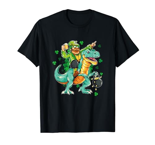 Dino Día de San Patricio Leprechaun T Rex Pat Rex Day Dinosaurio Camiseta