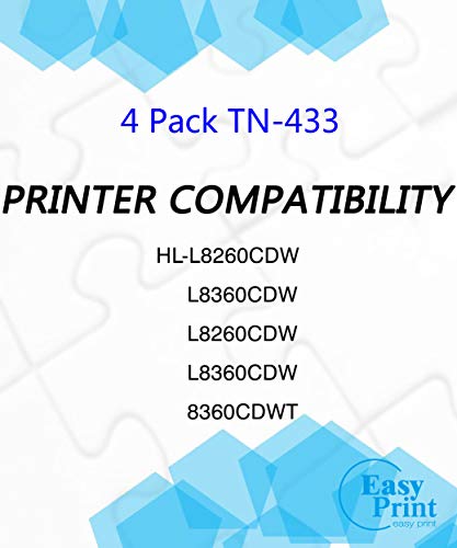 (Pacote com 4, BK+C+M+Y) Compatível com impressora TN-433 TN433BK TN433C TN433M TN433Y TN433 Toner C