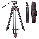Picture of miliboo Tripod for Video Camera Heavy Duty Tripod with Fluid Head Max Working Height 76.4'', High-Angle Photography Tripod with Center Spreader, Extended QR Board, Load 22lbs, Aluminum, MTT602II-AL