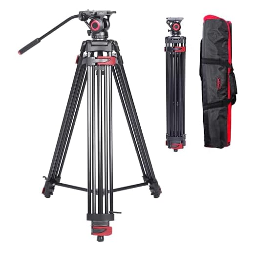 miliboo Tripe para camera Tripé profissional Tripe para projetor Tripod Cabeça hidráulica, Altura de trabalho 84-195 cm,Capacidade de carga 10 kg, com espalhador central,alumínio(MTT602II-AL)