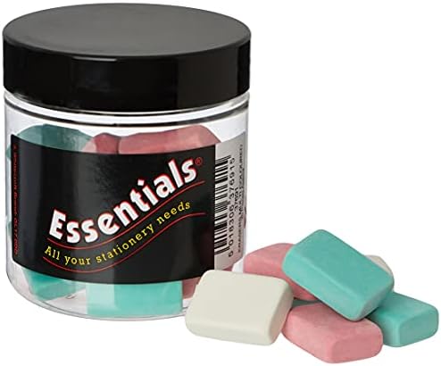 Whitecroft Essentials 37691 Stationery Tubs Pencil Erasers - Assorted Colours (Pack of 25)