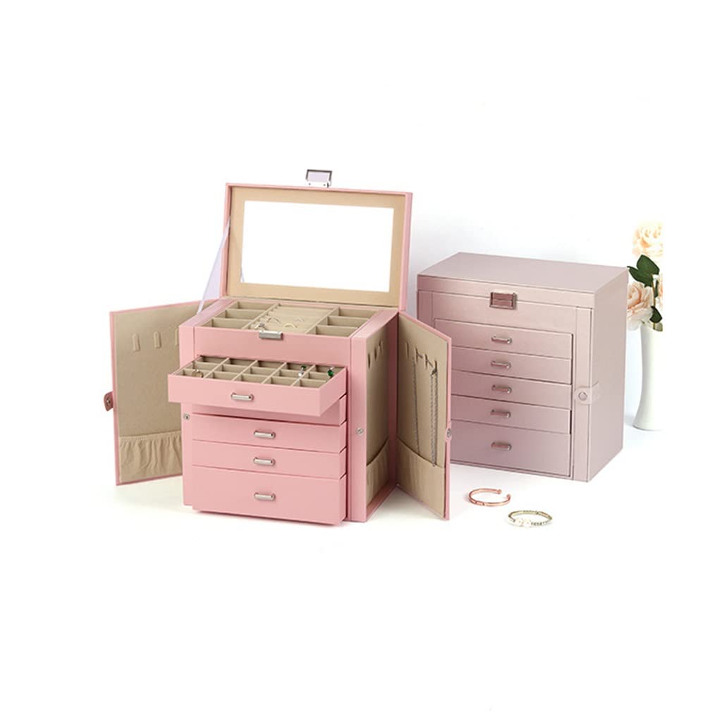 Jewelry Box Organizer Jewelry Box PU Princess Jewelry Five-Layer Storage Box Jewelry Box Jewelry Organizer Small (D 27x16x28cm) (D 27x16x28cm)
