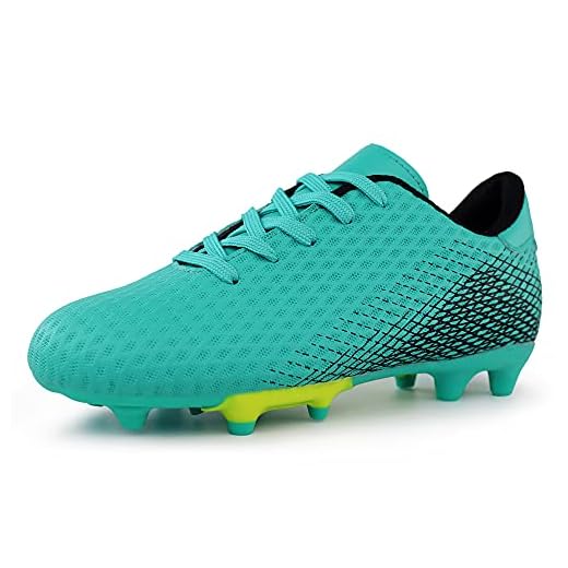 Hawkwell Kids Athletic Firm Ground Outdoor Comfortable Soccer Cleats Shoes(Toddler/Little Kid/Big Kid), Green PU, 2 M US