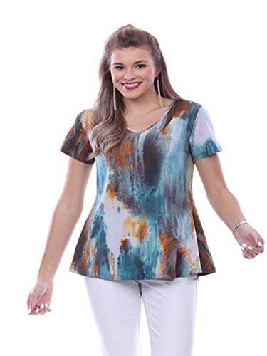 Parsley & Sage Women's Mariah Short Sleeve Swing Top (Medium)