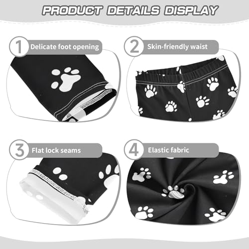 White Dog Paw Girls Leggings Ultra Soft Compression Yoga Gym Pants for Kids 4-10T3