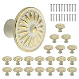 WMYCONGCONG 20 PCS Drawer Knobs 35mm Diameter Single Hole Round Ceramic Cupboard Knob Wardrobe Door Pull Handle European Style Ivory White Wardrobe Door Handles for Kitchen Cabinet Dresser Zinc Alloy