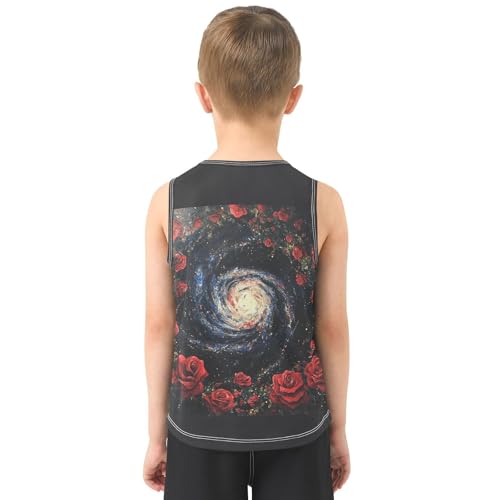 Rose Galaxy Floral Dark Boys Tank Tops Toddler Boys' Assorted Sleeveless Tank Tops for Summer,3T3