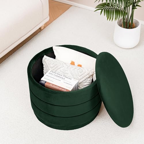 Repose-pieds pliable avec table intégrée ottoman rond en velours - 3
