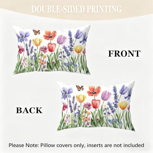 Housse de coussin impermeable 50 x 80 cm motif papillon et fleurs avec impression recto-verso - 6