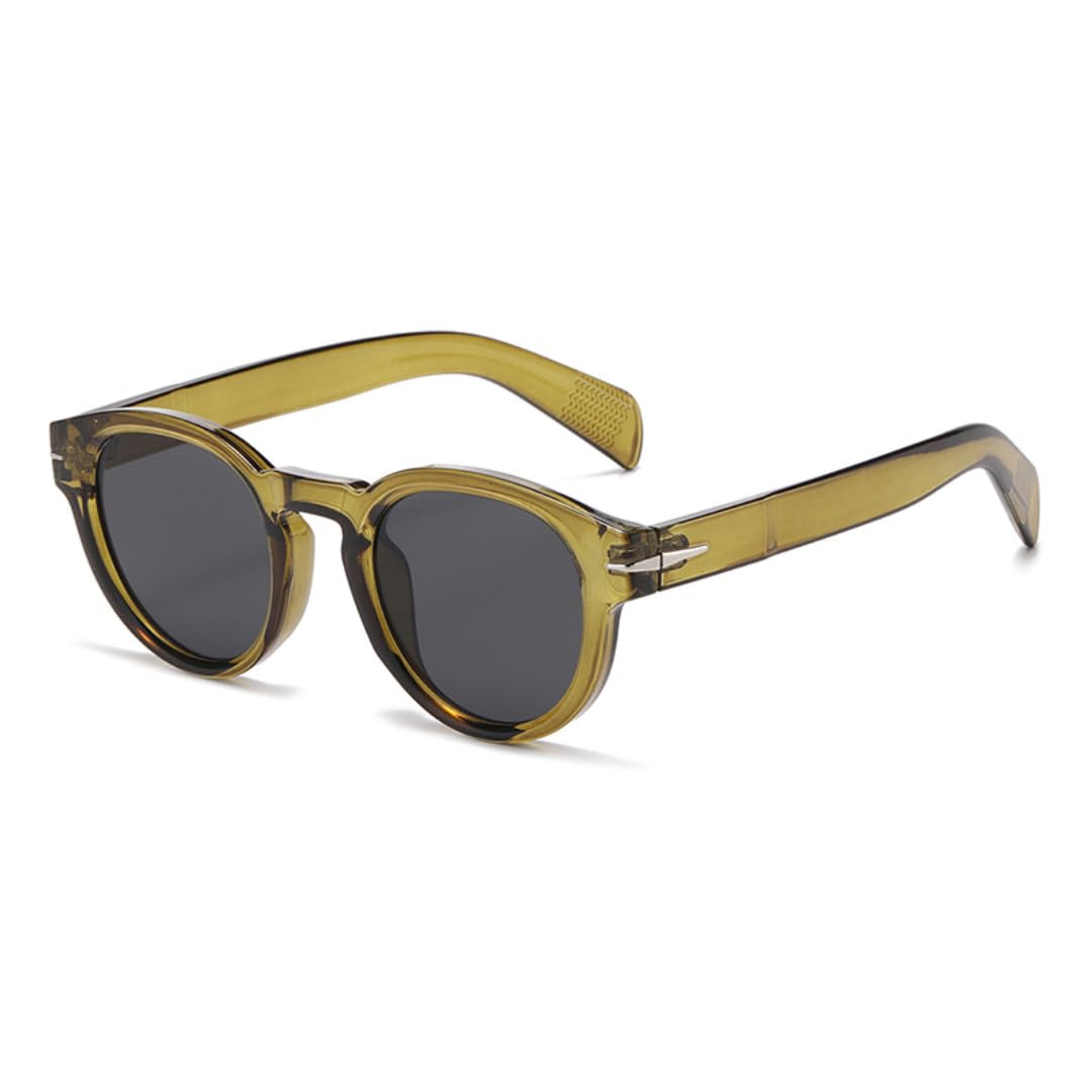 Lunettes de soleil rétro à monture ronde cloutée noire - 8