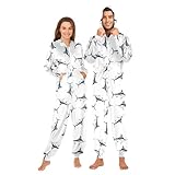 Exnundod Onesies for Adult Marlin Fish Print White Costume Cosplay Jumpsuit Pajama with Hood Sleepwear Homewear Outfits,S