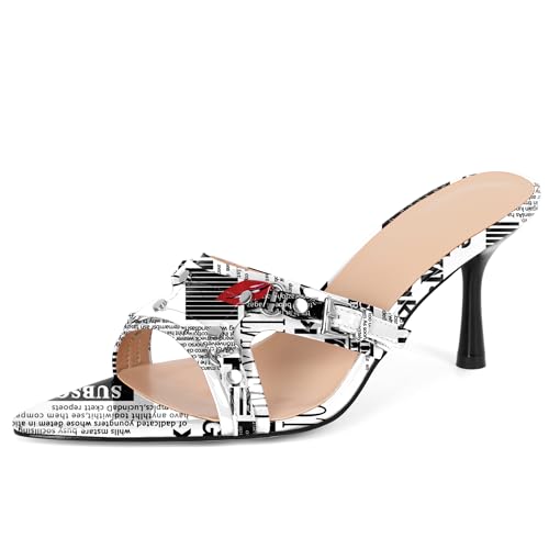 Women High Heel Sandals Stilettos Heel Mules Casual Open Toe Sandals Heeled Mules Comfort Wedding Party 3.1 Inch Heeled Sandals