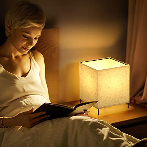 Caduke Bedside Table Lamp Set Of 2, Nightstand Desk Lamp For Bedroom Living Room, Modern Small Table Lamp With Linen Lampshade For Kids #TOP2