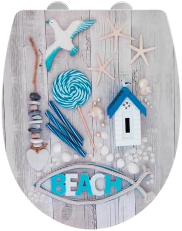 WENKO Abattant WC Beach avec Frein de Chute | Lunette Toilettes c...