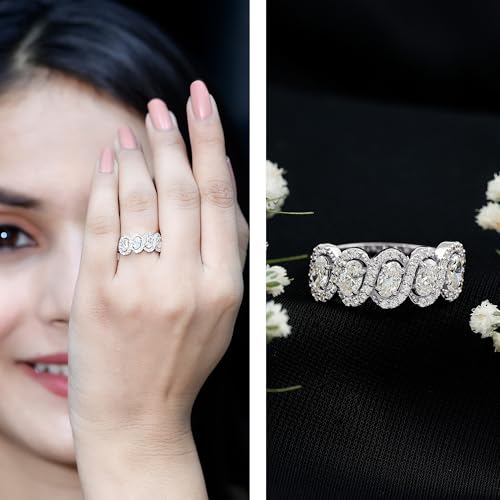 Certified Lab Grown Diamond Eternity Ring For Women, Ef-Vs Quality, Oval Diamond Wedding Band - With Jewelry Box2