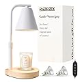 Electric Candle Warmer Lamp With Timer: Adjustable Height for Jar Candles, Dimmable With 2 Bulbs for Bedroom Home Decor, Scented Wax, Gifts for Mom, White
