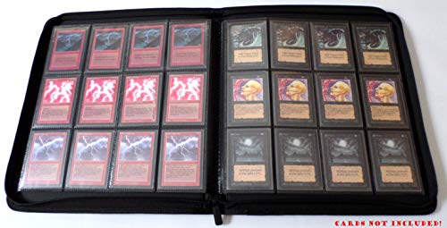 docsmagic.de Pro-Player 12-Pocket Playset Zip-Album Black - 480 Card Binder - MTG - PKM - YGO - Reissverschluss Schwarz
