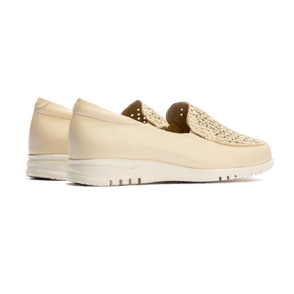 PITILLOS - Zapato mocasín de Piel,sin Cordones,Suela Blanca de Goma,Rejilla,Calado,Plantilla Extraible, para: Mujer