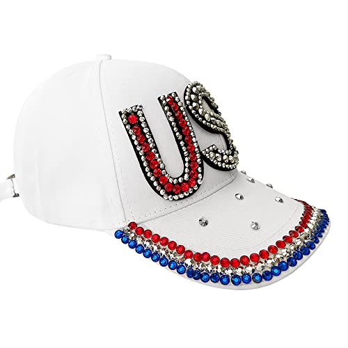 Gorra de béisbol USA con piedras brillantes y lavado desgastado miniatura 2
