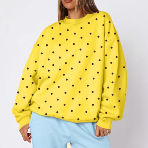 Jielayou Polka Dot Sweatshirts for Women Fleece Oversized Fashion Pullover - image 4