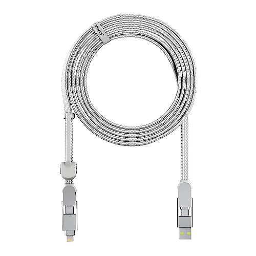 Rolling Square, InCharge 300cm USB C Charger Cable, Lightning Cable for Smartphone Universal Cable Charger 6 in 1, USB Plug