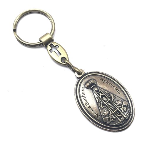 Chaveiro Nossa Senhora Aparecida, Rogai por Nós Metal Ouro Velho