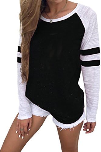 WD-Amour Women's Casual Round Neck Long Raglan Sleeve Baseball T-Shirt Tunic Tops